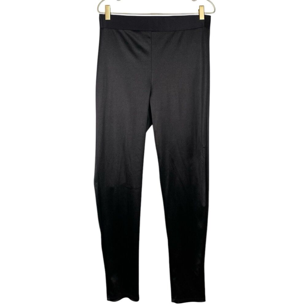 Haute Monde Womens Pants XL Black Shiny Skinny Leg Grunge 369